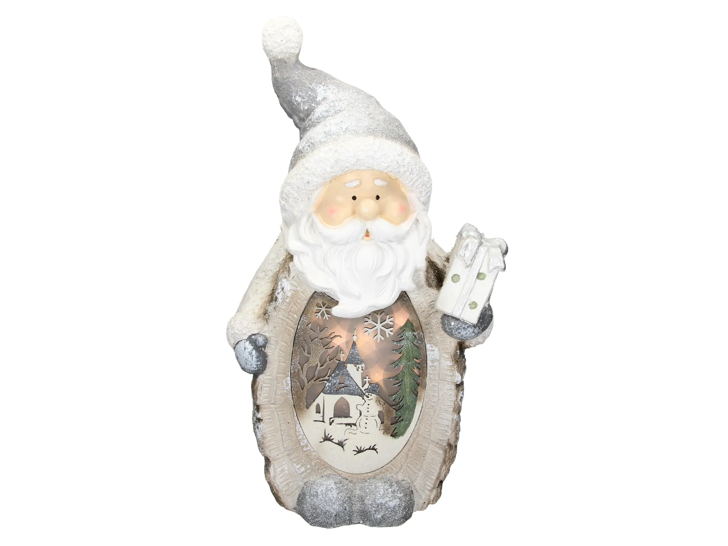 ECD Germany Weihnachtsmann Deko-Figur mit LED-Beleuchtung 52 cm Warmweiß Weiß